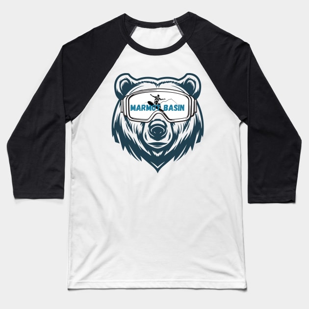 Marmot Basin Ski Alberta Canada Baseball T-Shirt by DW Arts Design